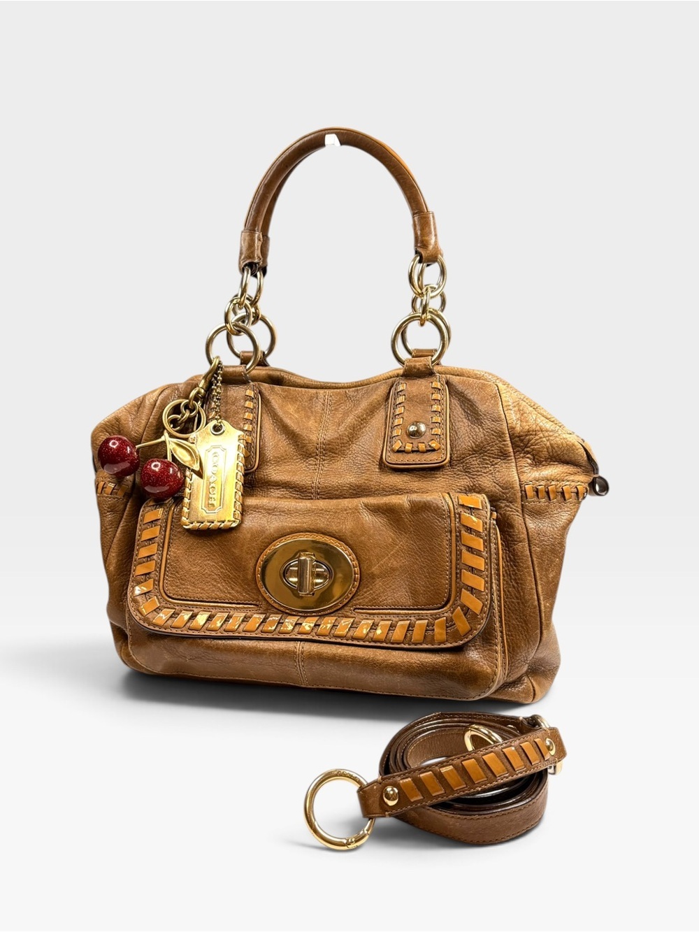 ๐ป Vintage Coach Whipstitch Turnlock Kisslock Slouchy Satchel โ RARE - Picture 8 of 15